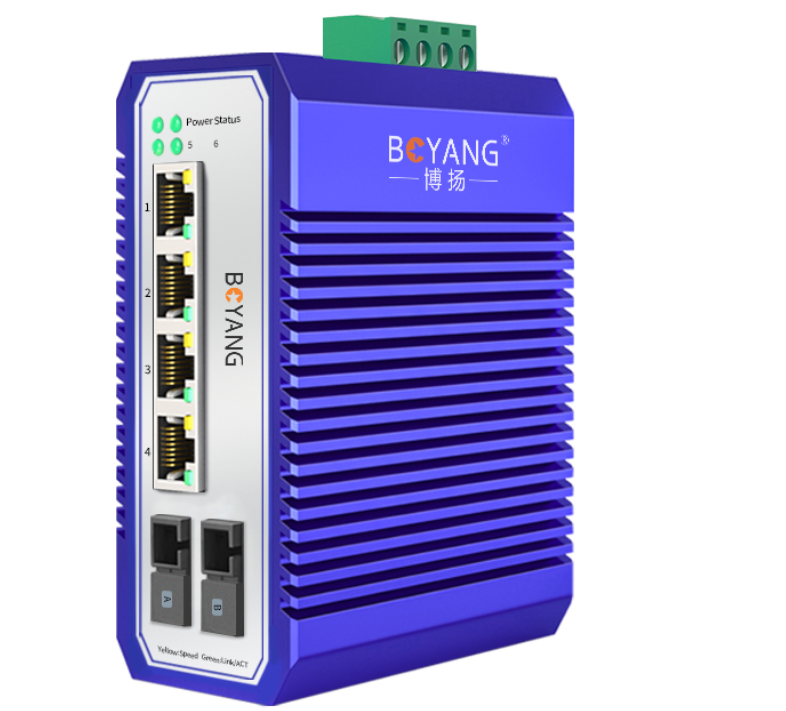 博扬（BOYANG） BY-GG204A/B-SC 工业级光纤收发器 千兆二光四电单模单纤以太网交换机 SC接口25公里 1对价