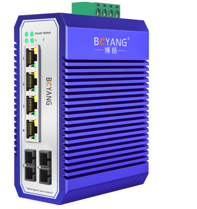 博扬（BOYANG） BY-GG204S-SC 工业级光纤收发器 千兆二光四电单模双纤以太网交换机 SC接口25公里 一台价